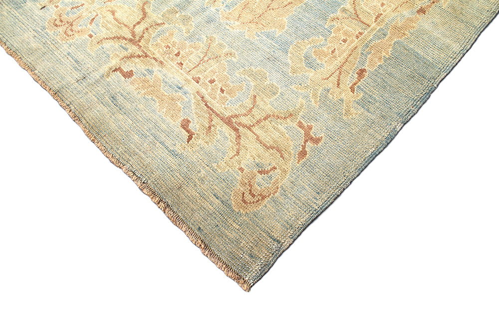 Oversized teal rug, terracotta and gold rug, William Morris style carpet, 12x15 Turkish Ushak, Arts and Crafts interior, luxury hand-knotted wool rug.