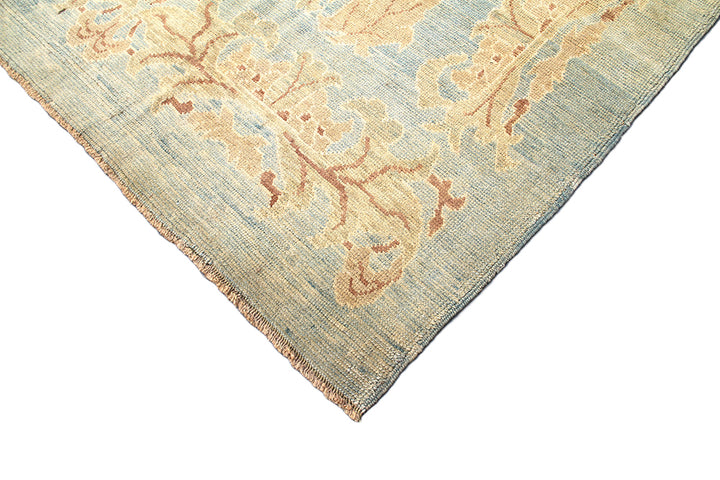 Oversized teal rug, terracotta and gold rug, William Morris style carpet, 12x15 Turkish Ushak, Arts and Crafts interior, luxury hand-knotted wool rug.