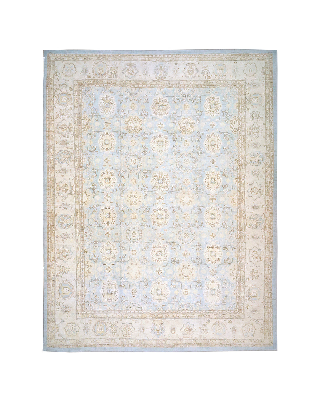 Ariana Traditional Soft Blue Agra 505 Hand-Knotted Wool Rug 15'4" x 12'