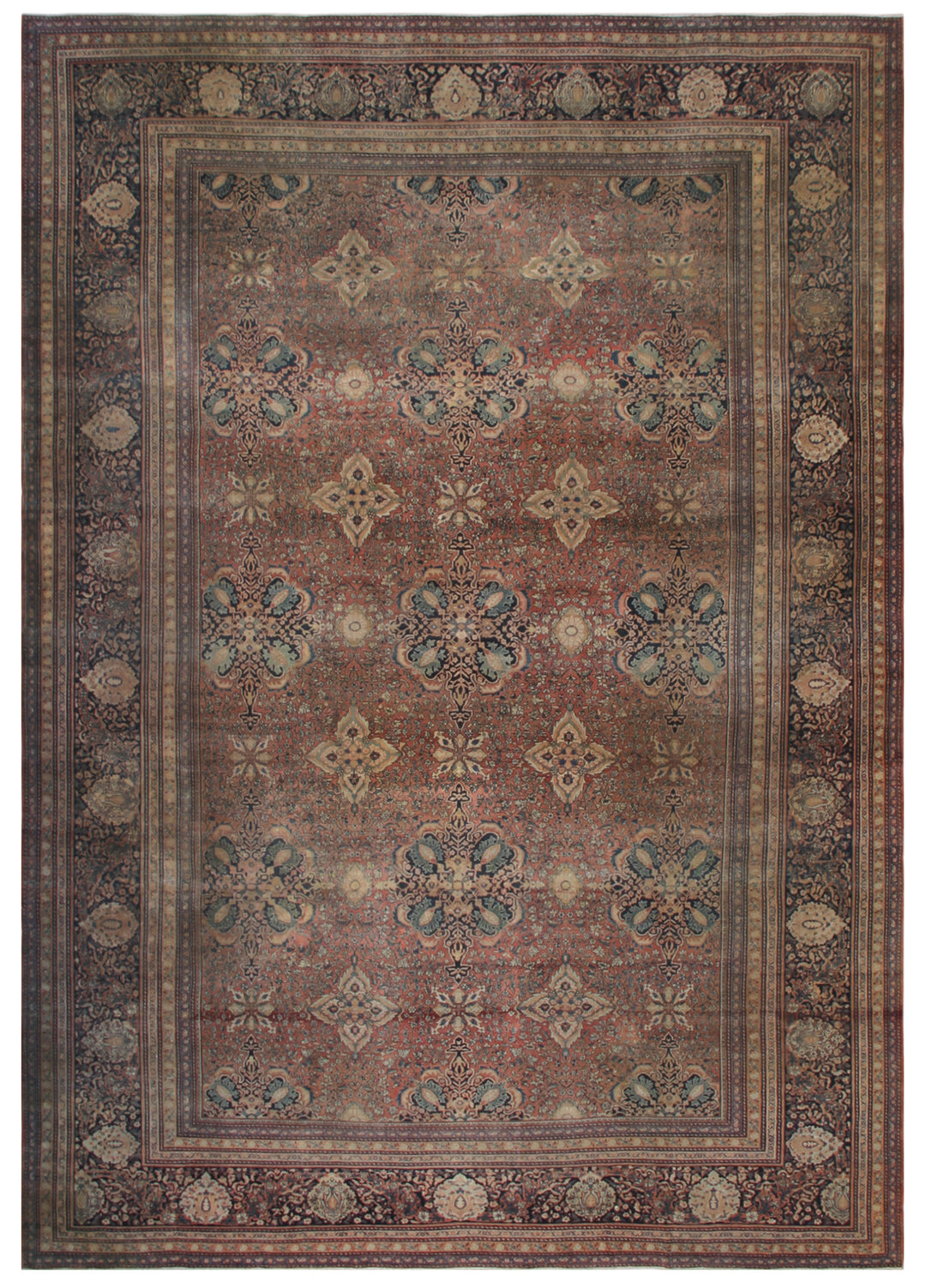 Antique Persian Farahan Rug | Large Wool Area Rug