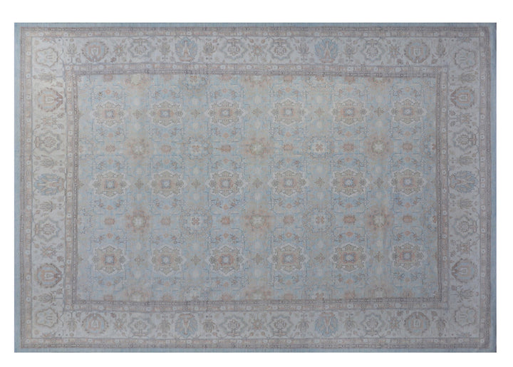 Decorative rug with a floral pattern on a plain background
