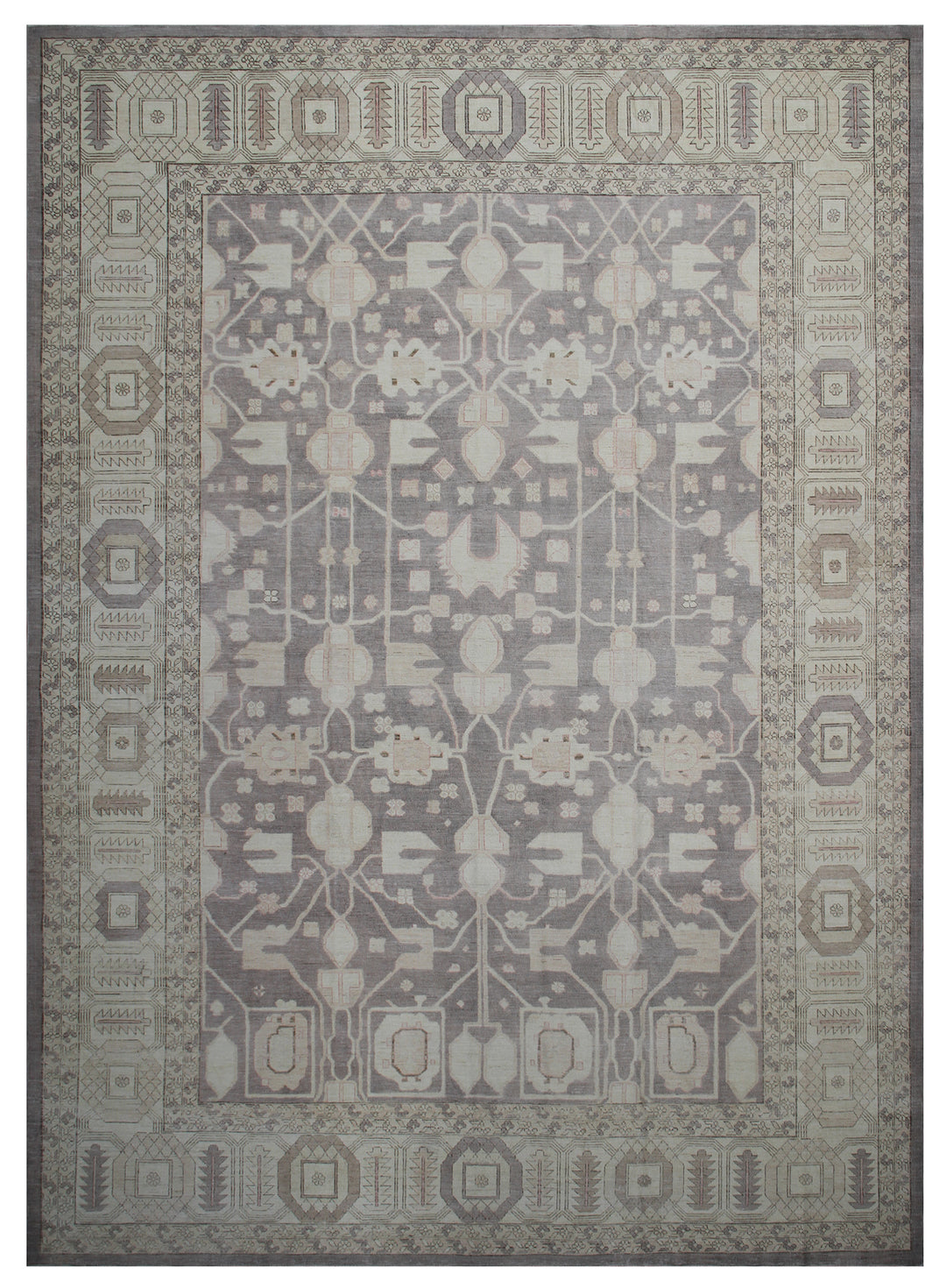 12'x16' Hand-Knotted | Organic Wool | Cream & Mauve Rug