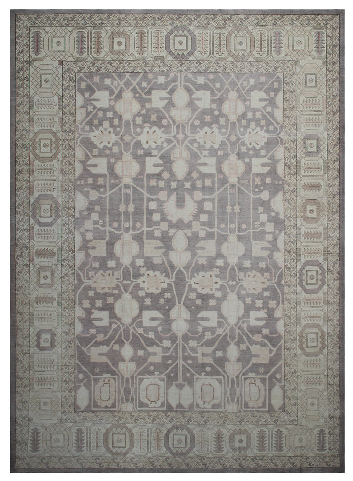 12'x16' Hand-Knotted | Organic Wool | Cream & Mauve Rug