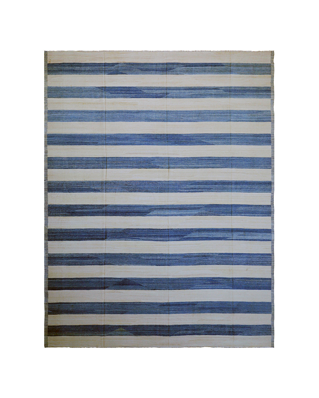 12'x16' Large Blue and White Strip Ariana Kilim Rug