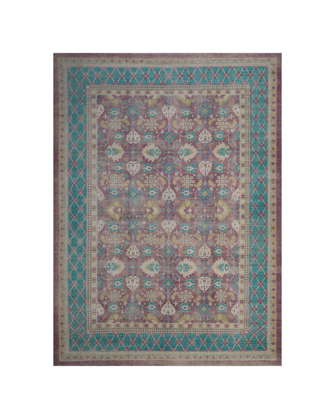 12'x16' Large Wool Rug | Turquoise Purple Ariana Traditional Rug
