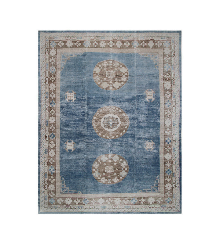 12'x16' Royal Blue Afghan Samarkand Rug | Hand-Knotted | Organic Wool Rug