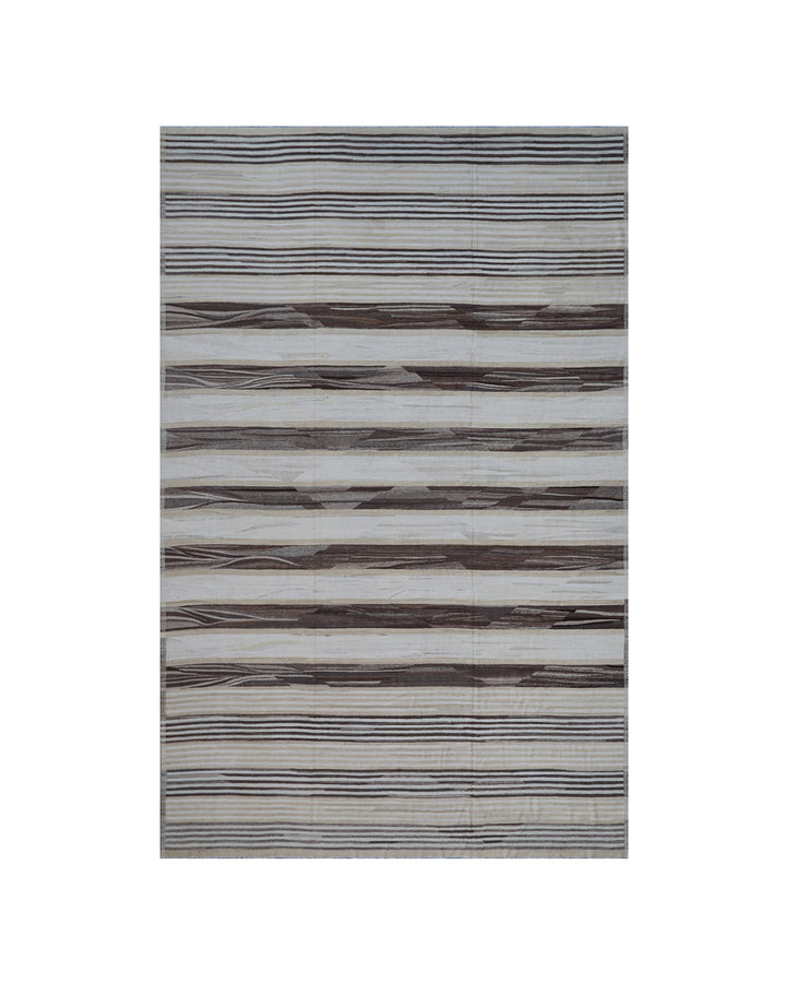 12'x17' Organic Striped Ariana Handwoven Kilim - Natural Earth Tones
