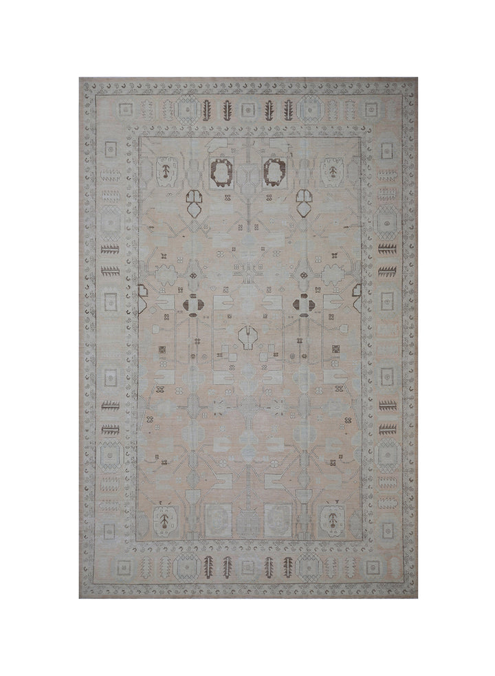 12'x17' Large Area Rug | Persian Bakhshayesh Design Rug | Peach Brown