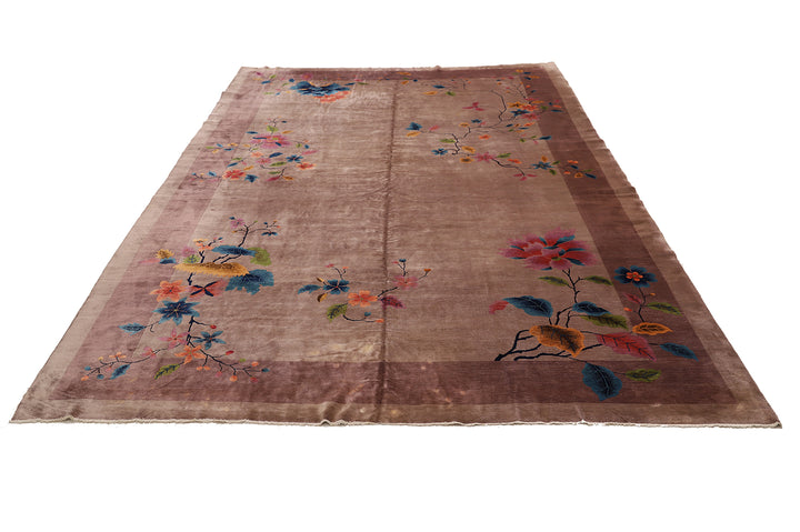 12'x17' Large Art Deco Wool Rug | Vintage Chinese Rug