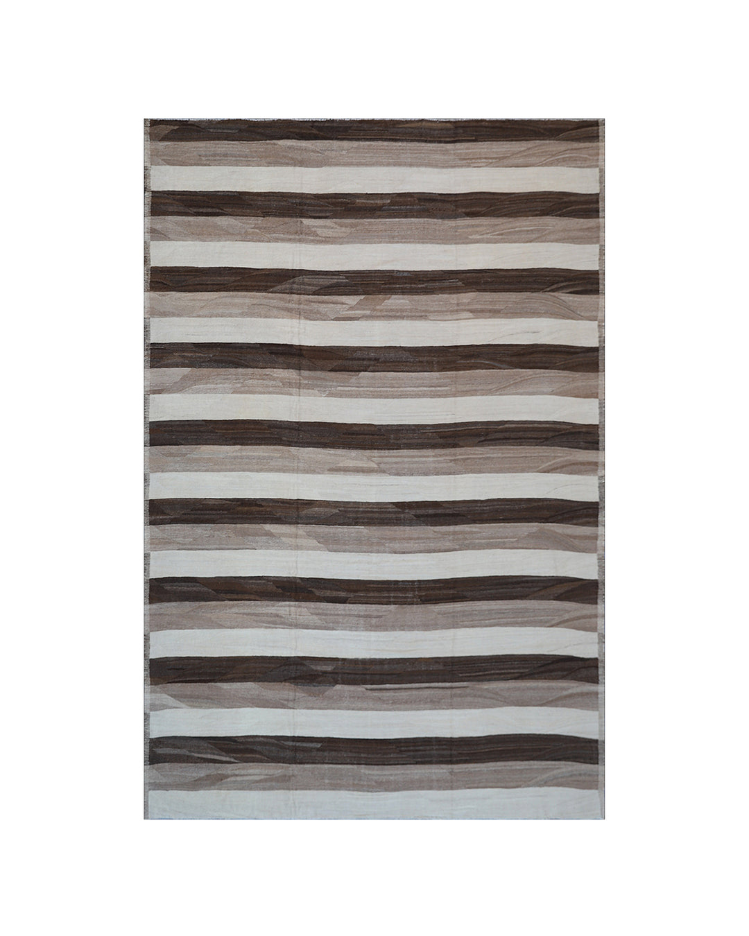 12'x17' Large Striped Ariana Handwoven Kilim - Brown and Beige Earth Tones