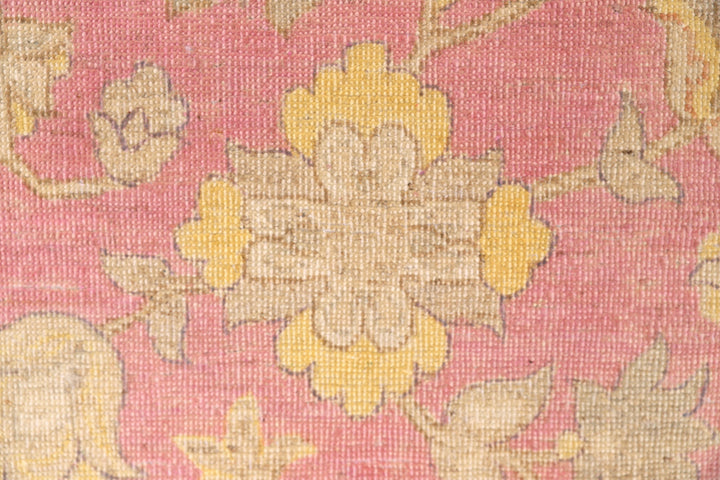 12x18 luxury hand-knotted Afghan Sultanabad rug with hot pink field and blue floral border by Ariana Rugs West Hollywood