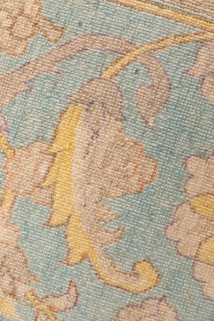 12x18 luxury hand-knotted Afghan Sultanabad rug with hot pink field and blue floral border by Ariana Rugs West Hollywood