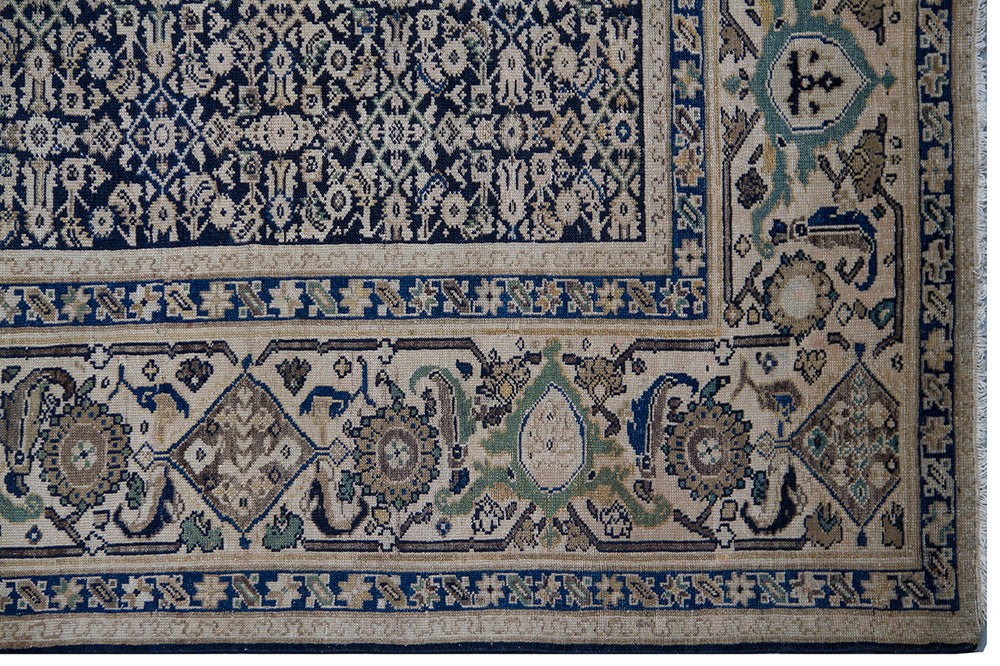 Antique Persian Malayer Rug | Large Navy Area Rug