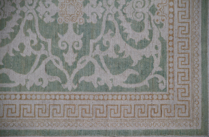 Green Wool Hallway Runner | Floral Design Wool Runner