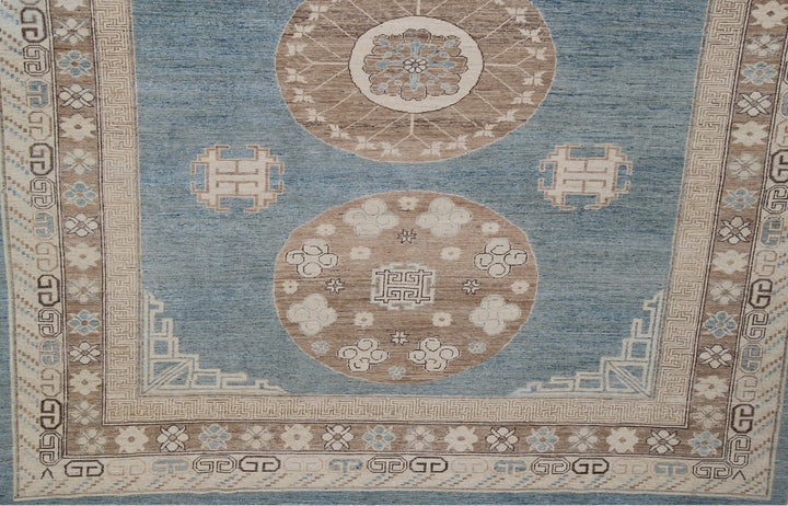 12'x9' Ariana Traditional Samarkand Blue Brown Medallion Rug