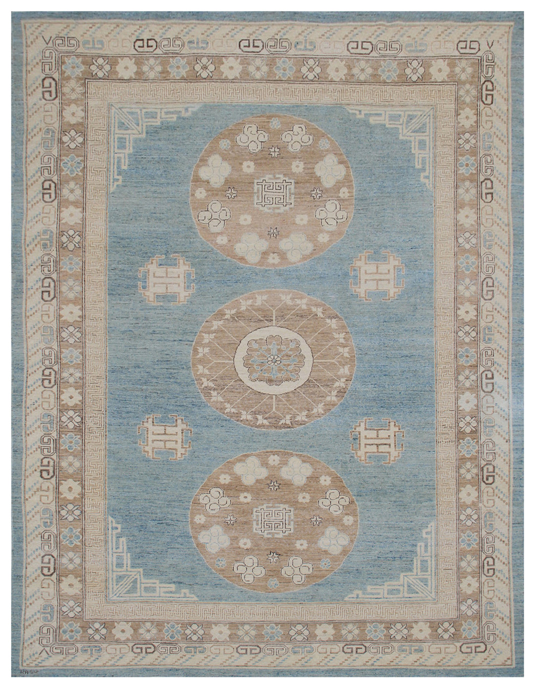 12'x9' Ariana Traditional Samarkand Blue Brown Medallion Rug