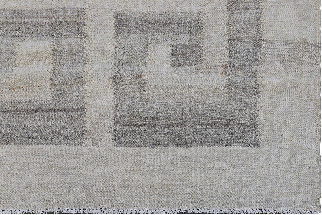 13'x20' Ivory & Grey Geometric Kilim Rug | Handwoven Ariana Kilim