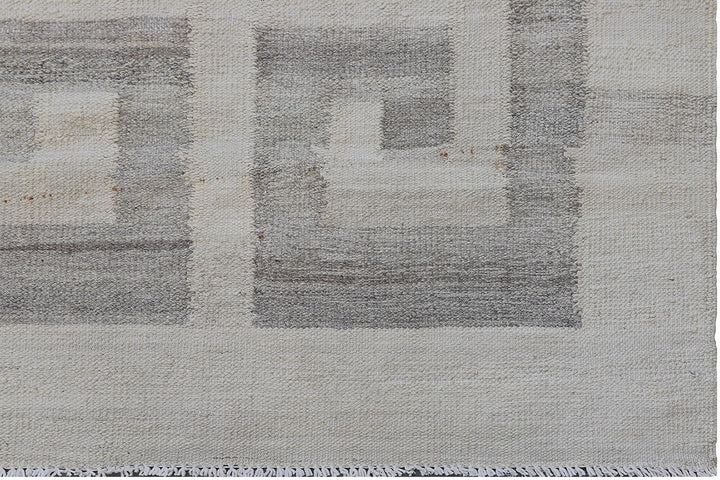 13'x20' Ivory & Grey Geometric Kilim Rug | Handwoven Ariana Kilim