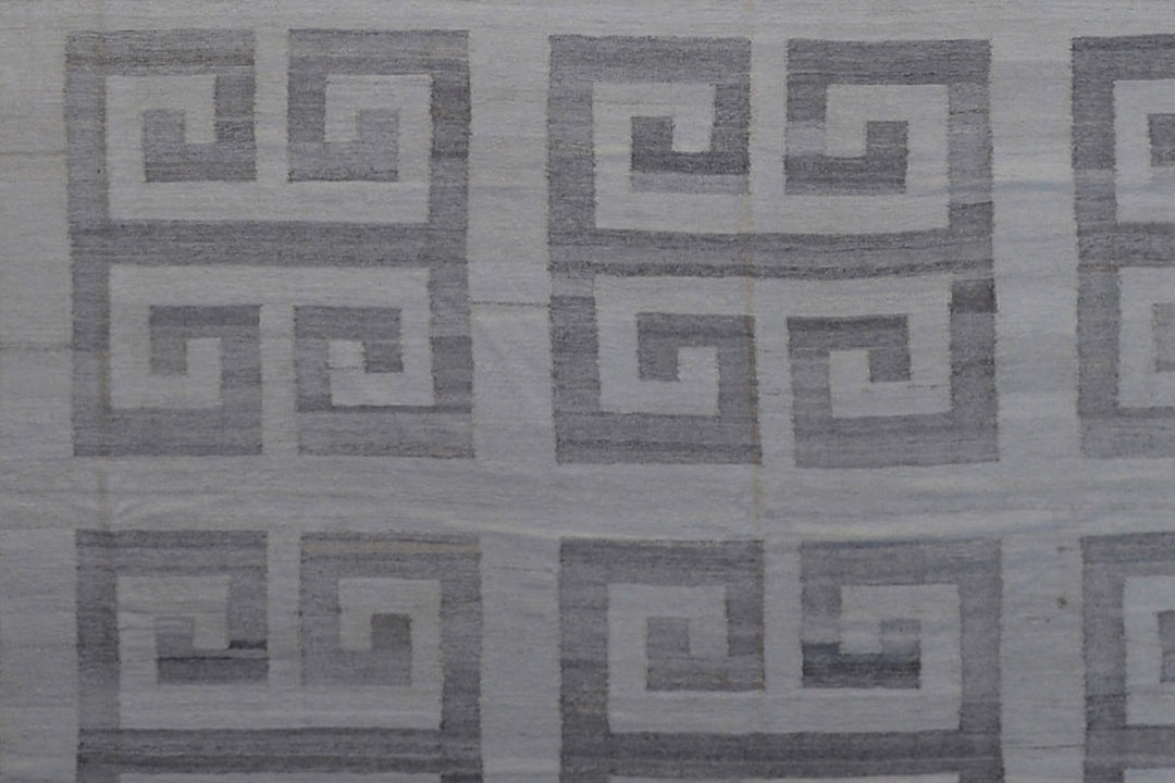 13'x20' Ivory & Grey Geometric Kilim Rug | Handwoven Ariana Kilim