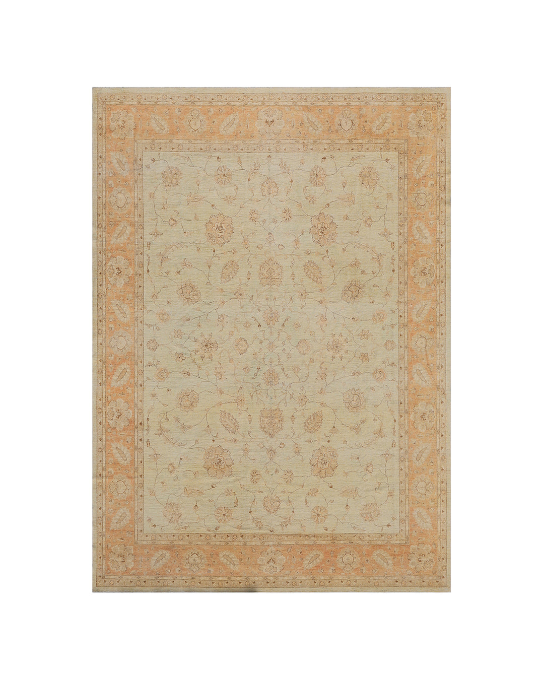 13’x16’ Ariana Traditional Agra Design Wool Rug – Apricot & Ivory Floral