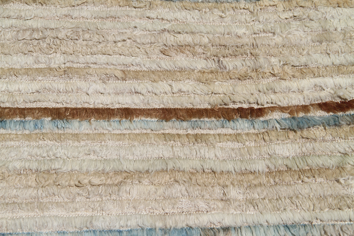 7'x9' Ariana Contemporary Moroccan Beige Brown and Blue Striped Barchi Wool Area Rug