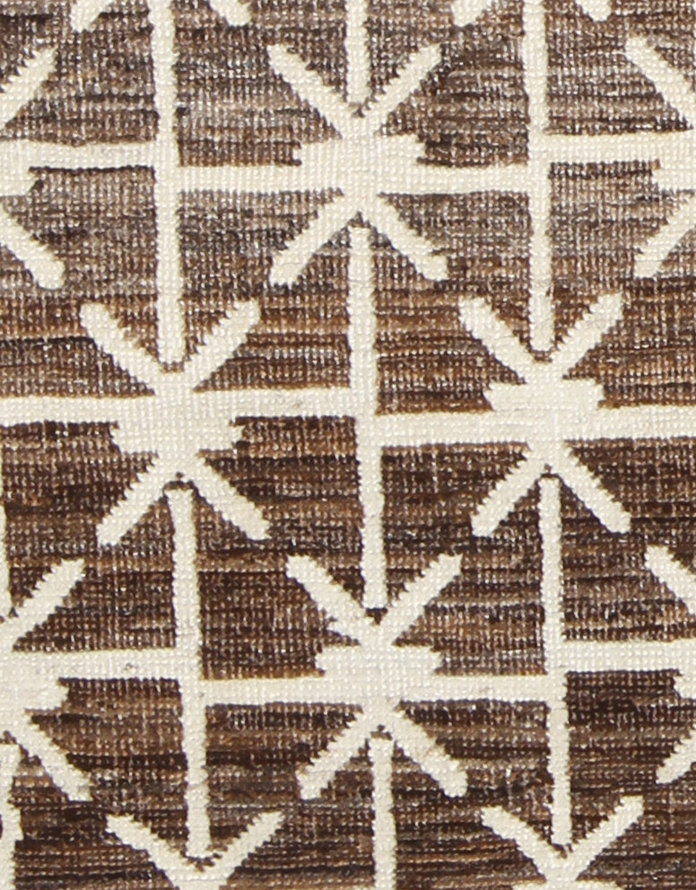 11'x9' Hand-knotted Area Rug | Ariana Modern Brown Ivory Rug