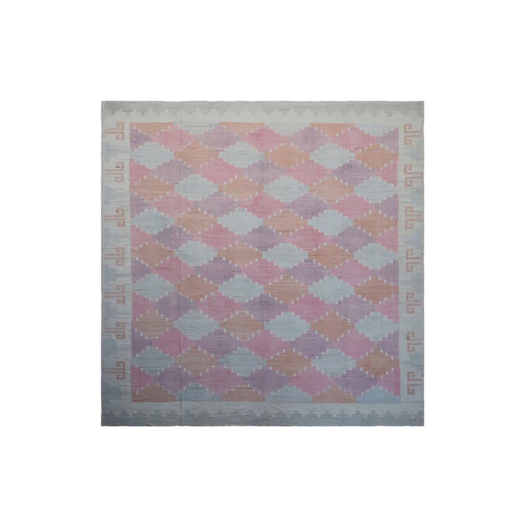 13'x14' Geometric Kilim | Pink & Purple | Area Kilim Rug