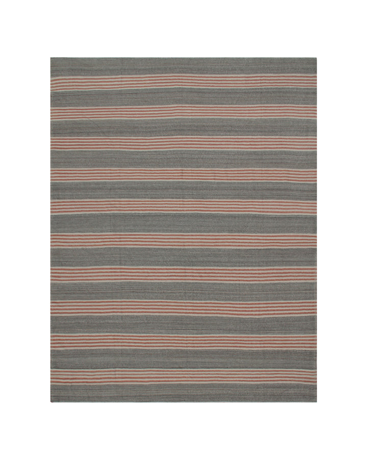 13'x16' Large Ariana Brown with Orange Stripes Kilim