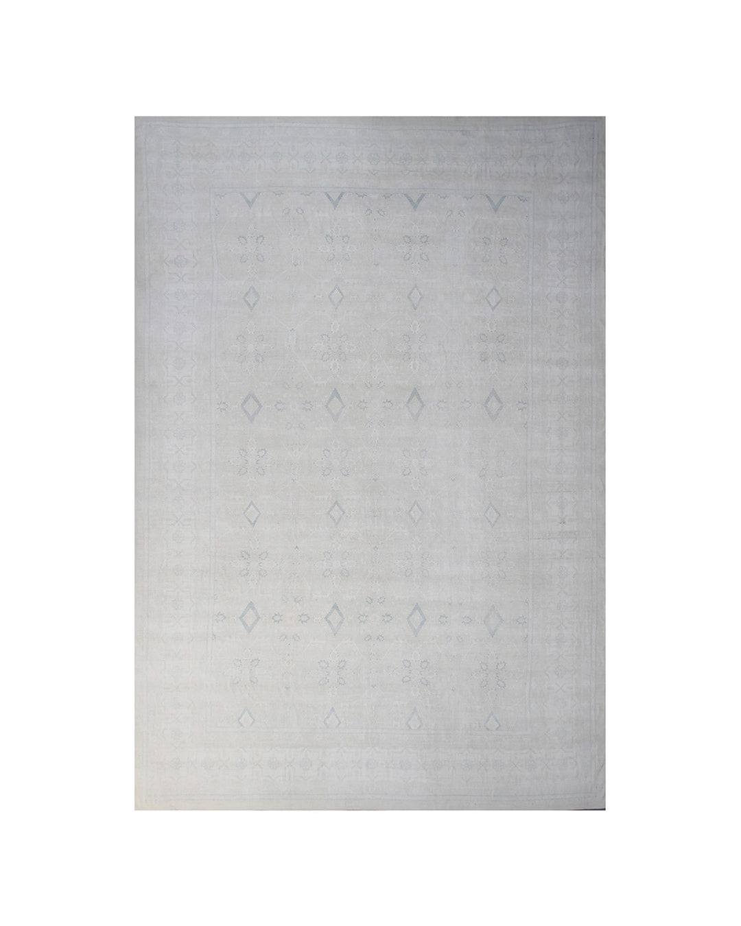 Large 18' x 12'8" hand-knotted Persian Tabriz design area rug in soft pale tones with navy blue accents and silk highlights from the Ariana Luxury Collection.