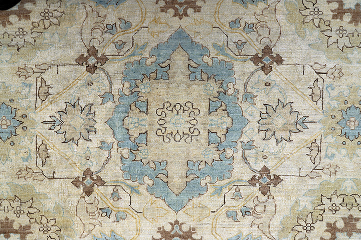 13'x19' Hand-Knotted Rug | Ivory & Blue Agra Rug – | Organic Wool