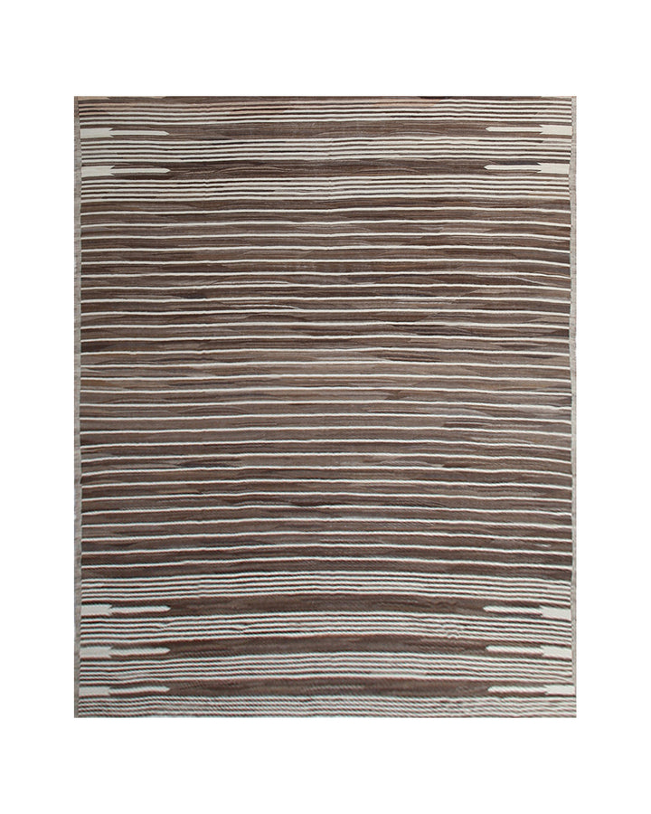 Authentic Ariana Striped Tribal Kilim - Extra Large Brown and Ivory Design