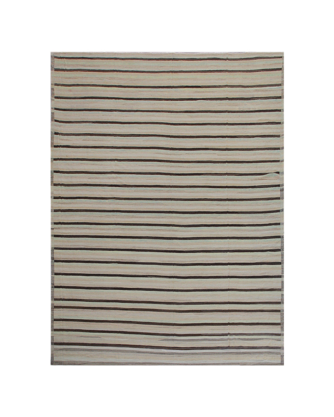 Palace Size 13'x20' Ariana Handwoven Kilim Rug - Soft Green and Brown Stripes