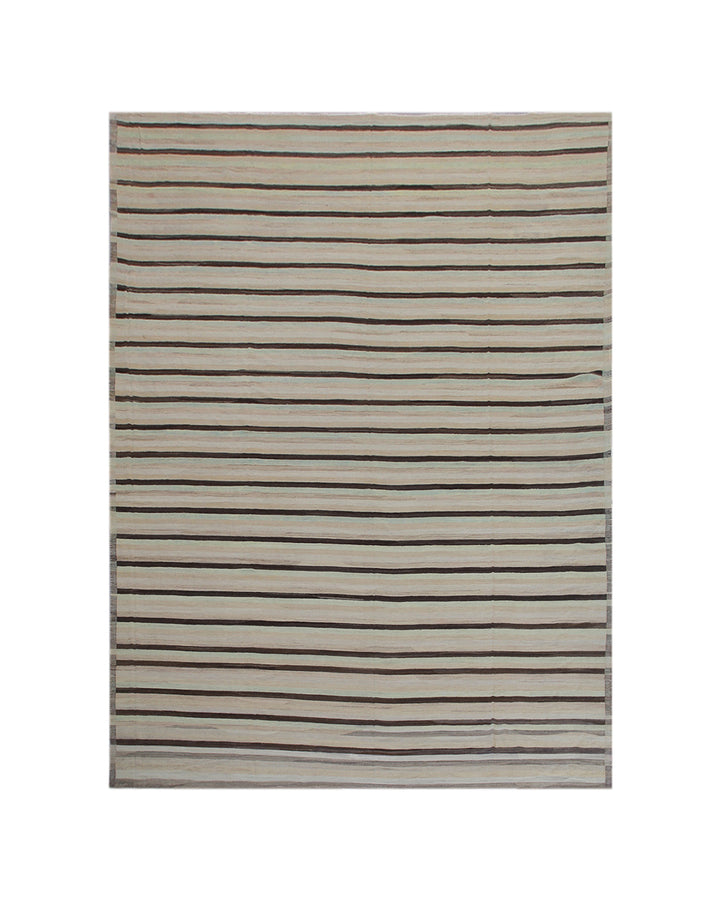 Palace Size 13'x20' Ariana Handwoven Kilim Rug - Soft Green and Brown Stripes