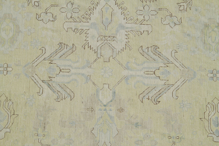 13'x21' Ariana Geometric Yellow and Blue Large Transitional Hazara Rug
