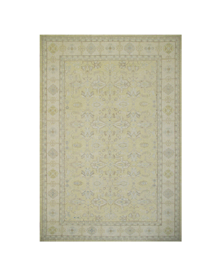 13'x21' Ariana Geometric Yellow and Blue Large Transitional Hazara Rug