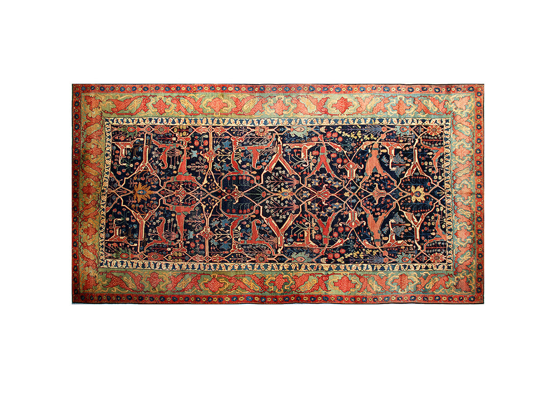 13'x24' Antique Persian Bidjar Rug | Carouse Design | Geometric