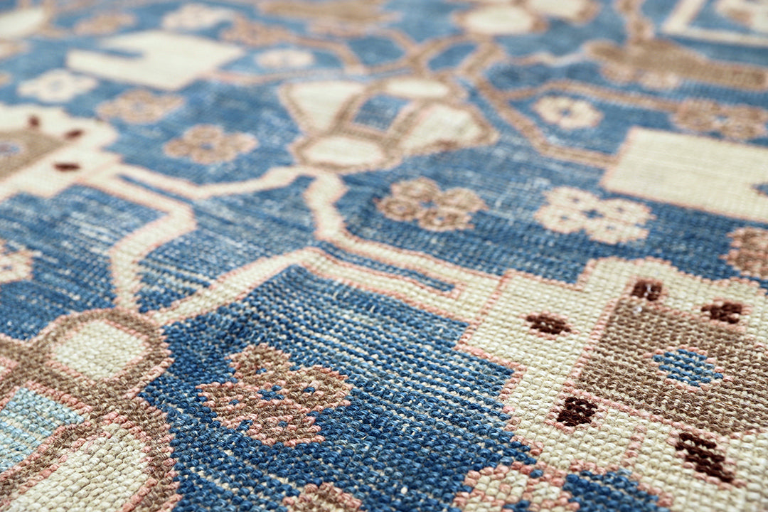 11'x15' Antique Persian Bakhshayesh Rug | Hand-Knotted | Blue & Ivory