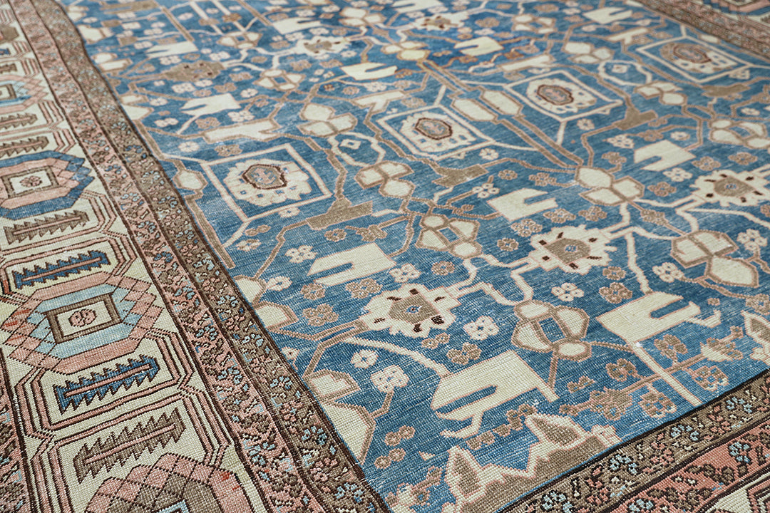 11'x15' Antique Persian Bakhshayesh Rug | Hand-Knotted | Blue & Ivory