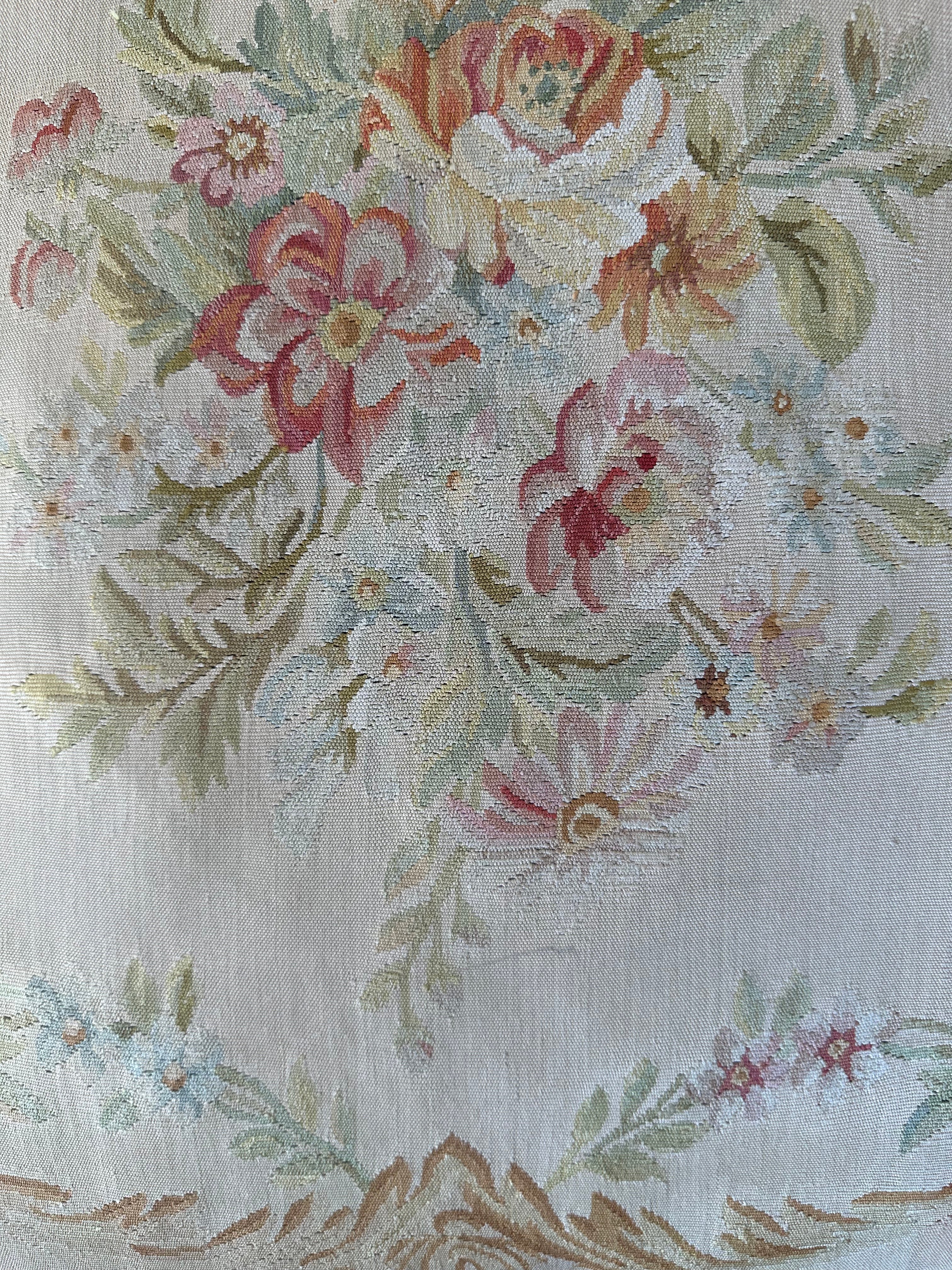 24 X 24 Beige Floral Aubusson Decorative Pillow Ariana Rugs   1482 2 