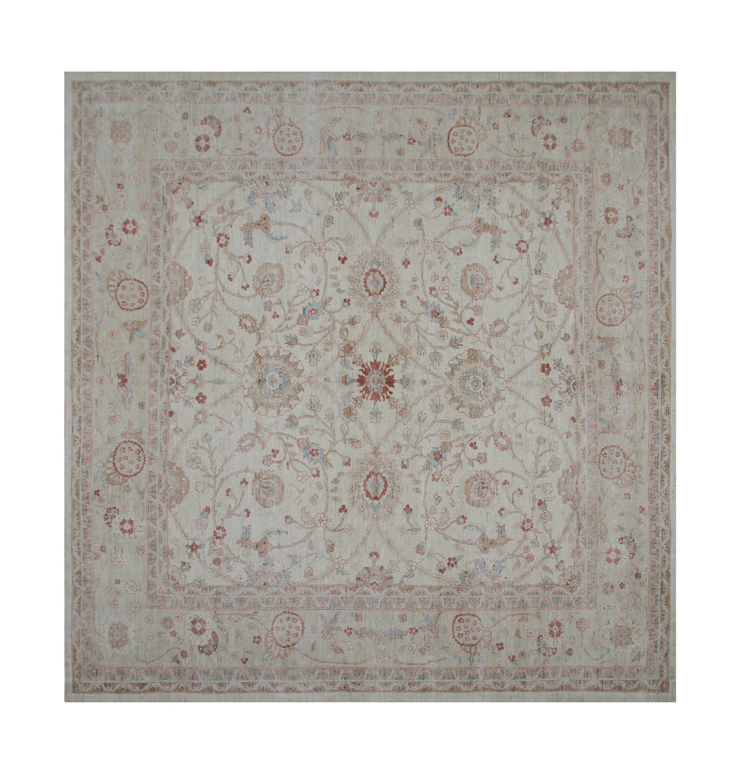 14'x14' Large Sultanabad Hand-Knotted Rug | Organic Wool | Afghan Rug