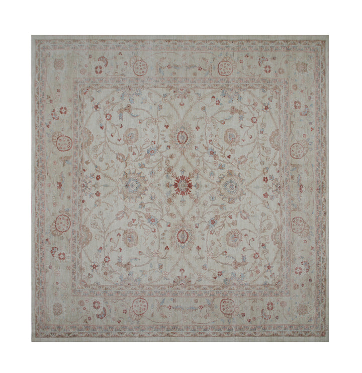 14'x14' Large Sultanabad Hand-Knotted Rug | Organic Wool | Afghan Rug