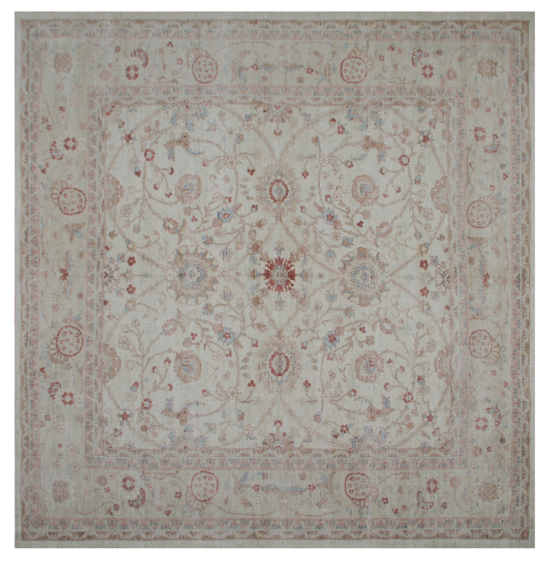 14'x14' Large Sultanabad Hand-Knotted Rug | Organic Wool | Afghan Rug