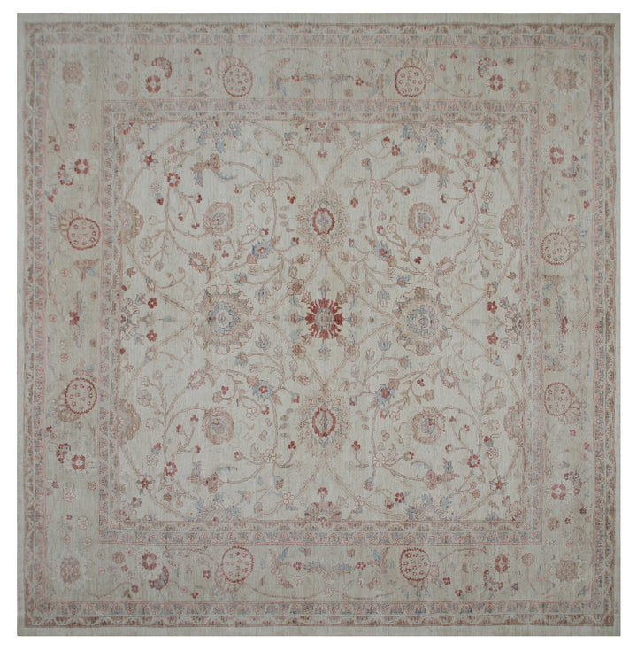 14'x14' Large Sultanabad Hand-Knotted Rug | Organic Wool | Afghan Rug