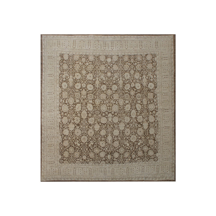 14'x14' Hand-Knotted Tabriz Rug | Haji Jalili Vase Design | Afghan Wool Area Rug