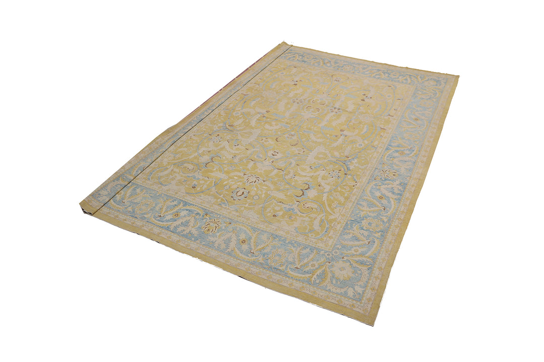 14'x19' Gold & Blue Persian Polonaise Rug – Wool & Silk | Ariana Luxury Rug