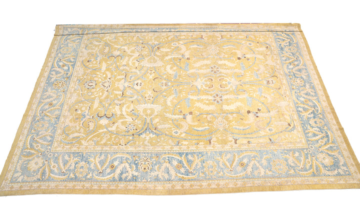 14'x19' Gold & Blue Persian Polonaise Rug – Wool & Silk | Ariana Luxury Rug