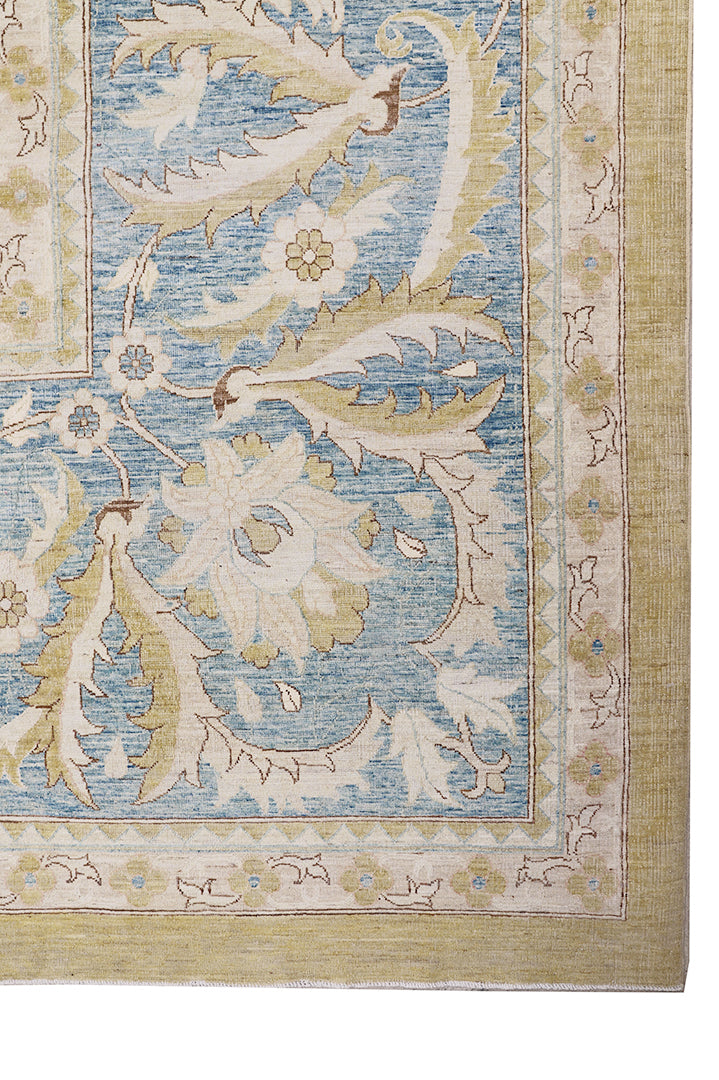 14'x19' Gold & Blue Persian Polonaise Rug – Wool & Silk | Ariana Luxury Rug