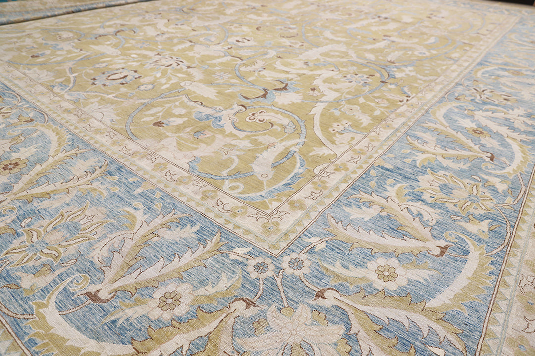 14'x19' Gold & Blue Persian Polonaise Rug – Wool & Silk | Ariana Luxury Rug