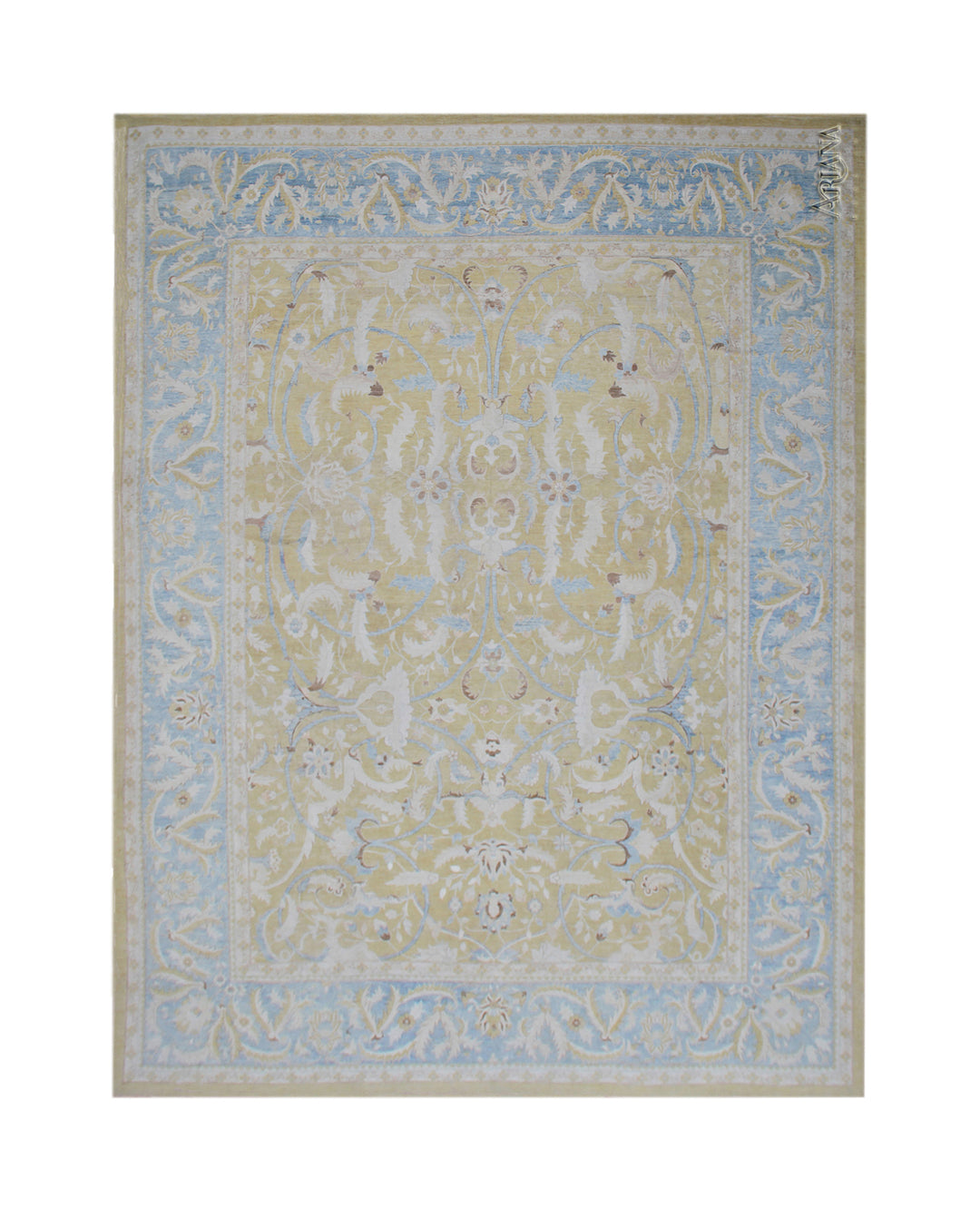 14'x19' Gold & Blue Persian Polonaise Rug – Wool & Silk | Ariana Luxury Rug