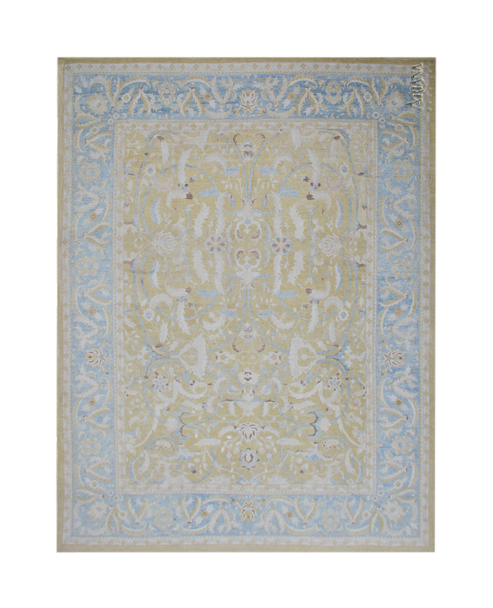 14'x19' Gold & Blue Persian Polonaise Rug – Wool & Silk | Ariana Luxury Rug
